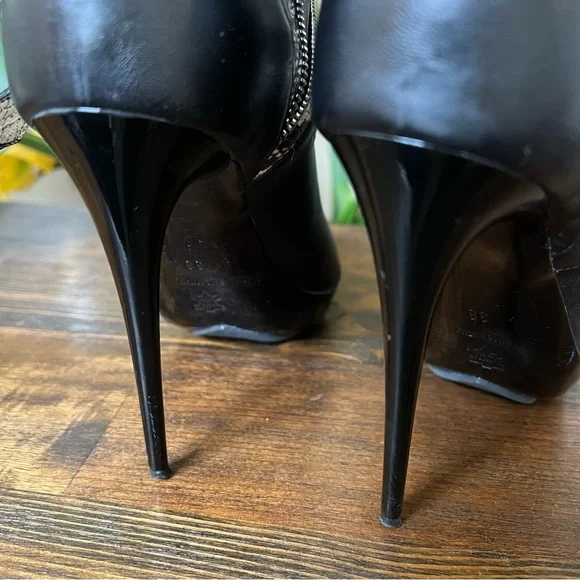 Tabitha Simmons “Heidi” Black Snakeskin Nappa Leather Stiletto Boots EU38 $1,695